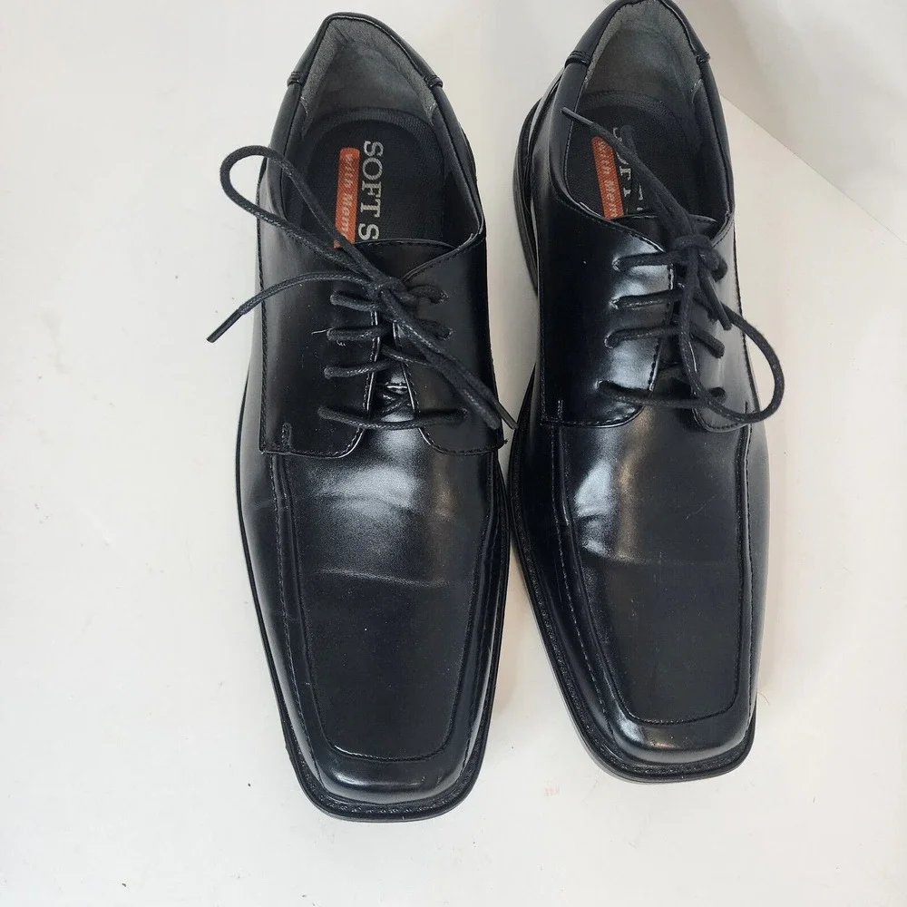 Soft Stags Town Black Simulated Leather Lace Up Dress Shoes Men Size 8.5 M‎